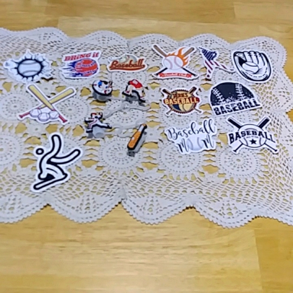Baseball Straw Toppers And stickers